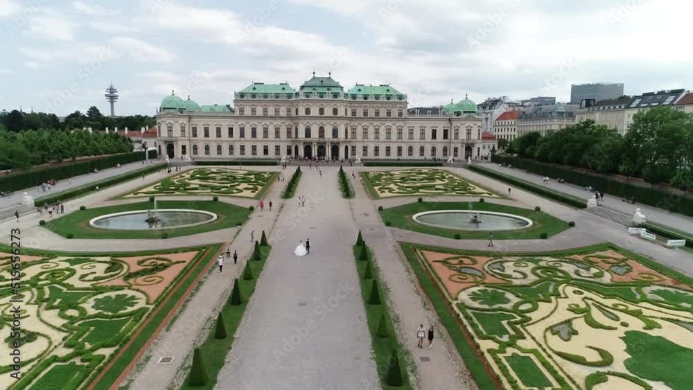 Aerial view of Belvedere palace in Vienna Wien Austria Aerial view of Belvedere palace in Vienna Wien Austria