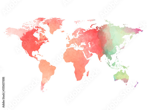 Map of the world in colorful watercolor effect