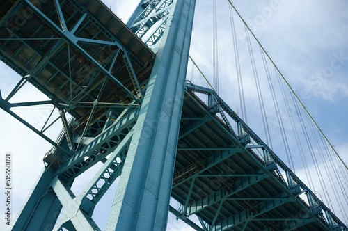Low angle shot of the Ambassador suspension bridge under the blue sky