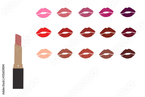 lip, female mouth. Lips with lipstick. Woman's lips close up isolated on white background. 