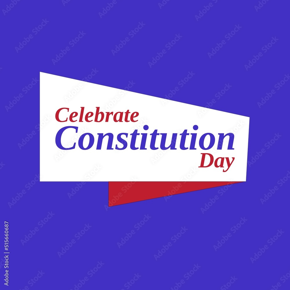 Image of celebrate constitution day on white label and blue background Image of celebrate constitution day on white label and blue background