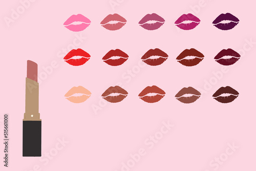 lip, female mouth. Lips with lipstick. Woman's lips close up isolated on pink background. 