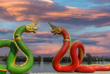 serpent , Two serpents statue at Thai temple