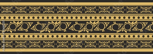 Vector golden seamless Indian patterns. National seamless ornaments, borders, frames. colored decorations of the peoples of South America, Maya, Inca, Aztecs. Print for fabric, paper, textile