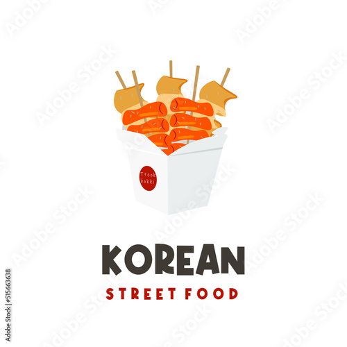 Korean street food illustration logo tteokbokki odeng eomuk in the packaging