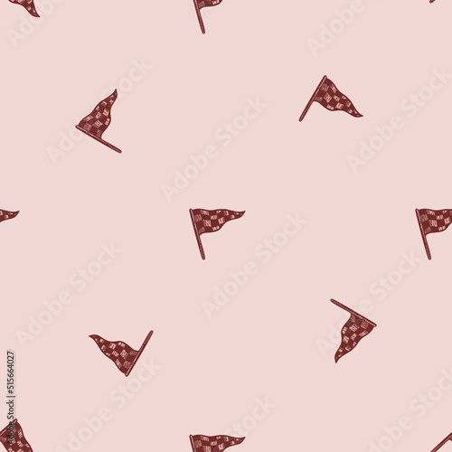 Race flag sketched seamless pattern. Vintage sport elements for drive hand drawn style.