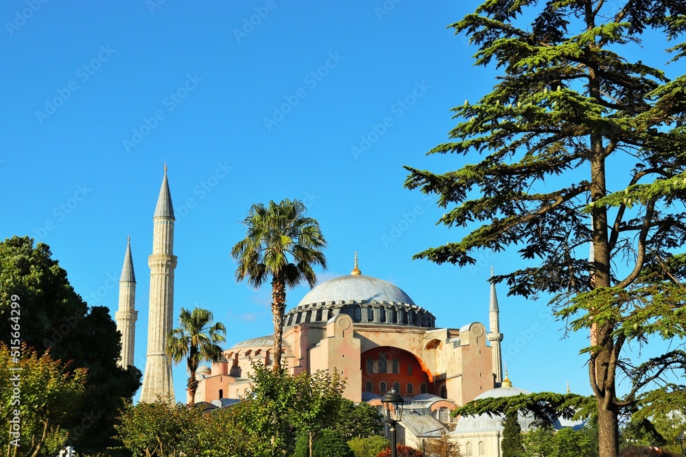Istanbul, Hagia Sophia Mosque, against the blue sky