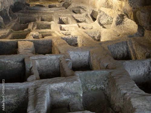 cava d'ispica catacombs larderia cave in sicily italy photo