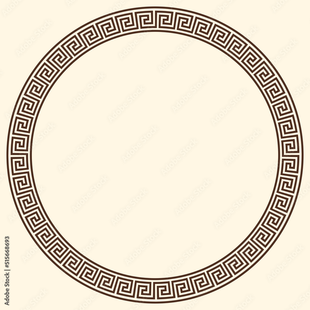 Greek key pattern, round frame. Decorative ancient meander, greece border ornament with repeated geometric motif. Vector EPS10. Greek key pattern, round frame. Decorative ancient meander, greece border ornament with repeated geometric motif. Vector EPS10.
