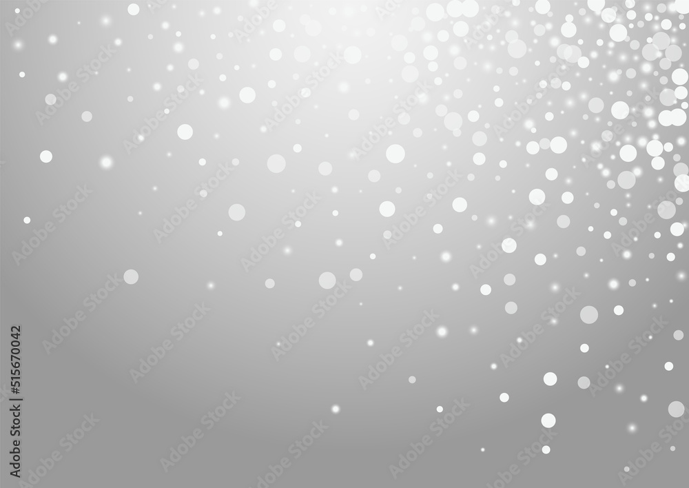 Silver Snowfall Vector Grey Background. Overlay Silver Snowfall Vector Grey Background. Overlay