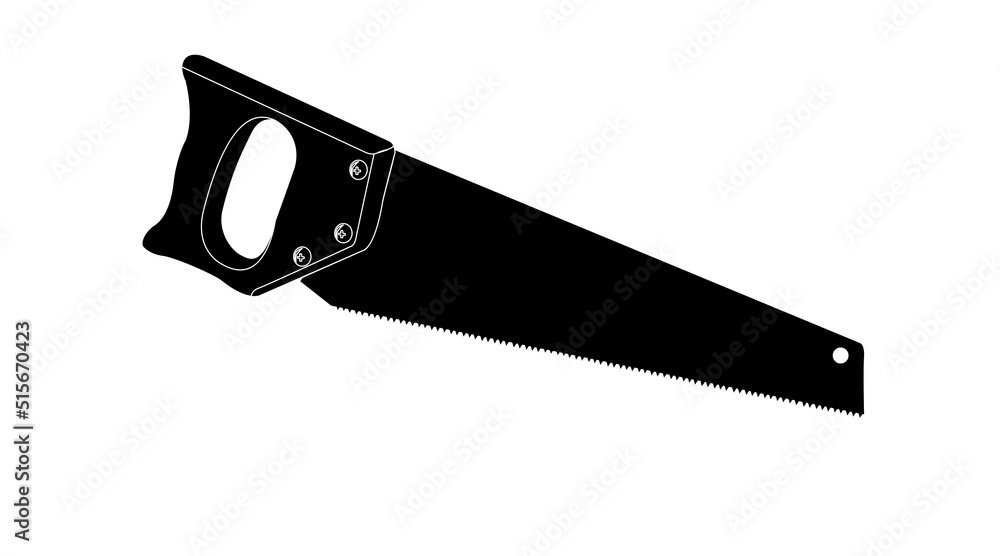 Vector Isolated Black and White Illustration of a Handsaw Vector Isolated Black and White Illustration of a Handsaw