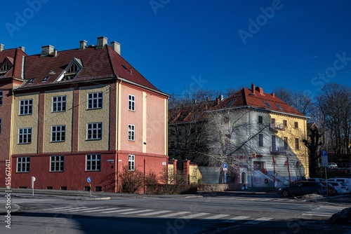 Canvas Print Many nice arches that adorn houses on Torhov Oslo NORWAY