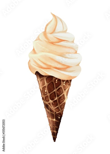 Vanilla two tone ice cream watercolor vector design