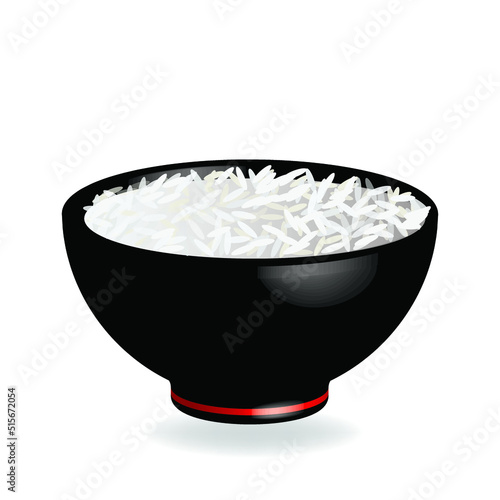 black rice bowl, ethnic foods, vector illustration 