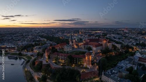 Wawel Castle at sunset. Krakow, Poland photo