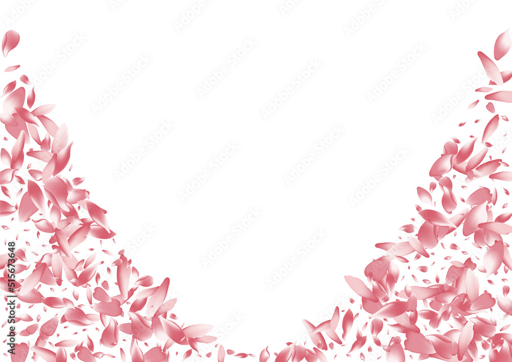 Obraz premium Purple Peach Petal Vector White Background.