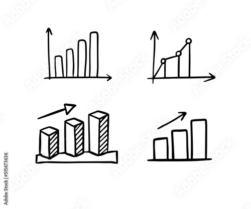 Growth chart doodle outline diagram. Profit dynamics. business, analytics drawing icon 
