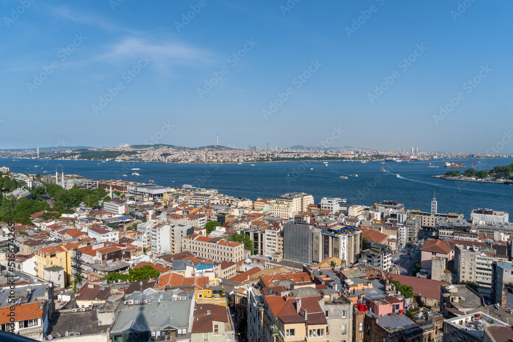 Views from the Galata Tower to the city of Istanbul, with its mosques and its most emblematic buildings