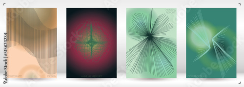 Minimal Minimal Geometric Vector Poster Design with Lines and Gradient Colorful Circles. Collection of Abstract Backgrounds for Covers, Flyers, Templates, Booklets, Cards, Brochures, Branding, etc.