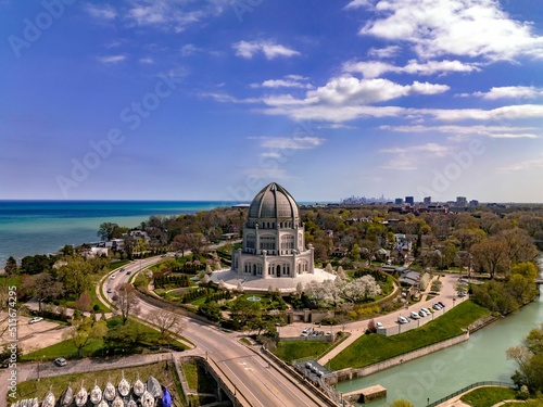 View of Baha'i House of Worship in Wilmette, Illinois, United States. photo