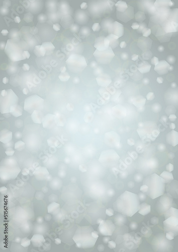 Vector Magical Glowing Background with Silver and Purple Falling Hexagon on Blue. Falling Snow. Glittery Confetti Frame. Christmas and New Year Design. Winter Sky. Summer Sunshine. Water Bokeh Splash.
