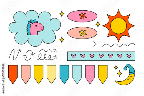 Journal Signs and symbols planner. Clipart scrapbooking, notebooks, diary. 