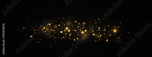 Beautiful sparks shine with special light. The dust sparks and golden stars shine with special light. Christmas Abstract stylish light effect.