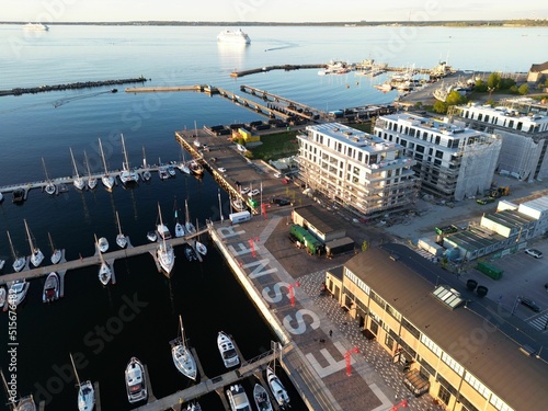 Aerial view of the Noblessner port in the morning photo