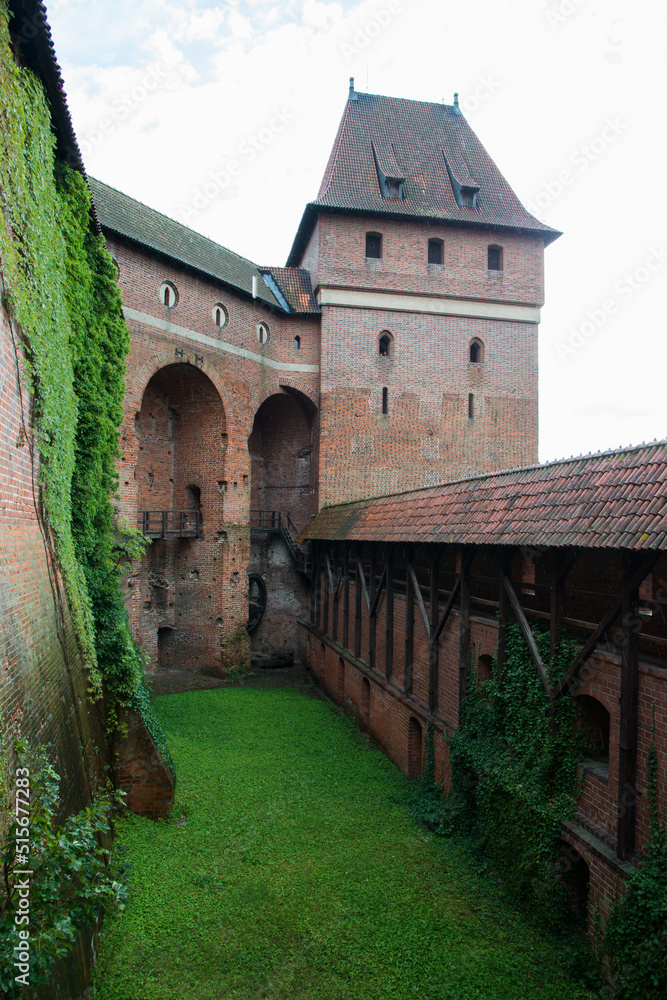 View of one of the inner yards at Malbork castle. Poland