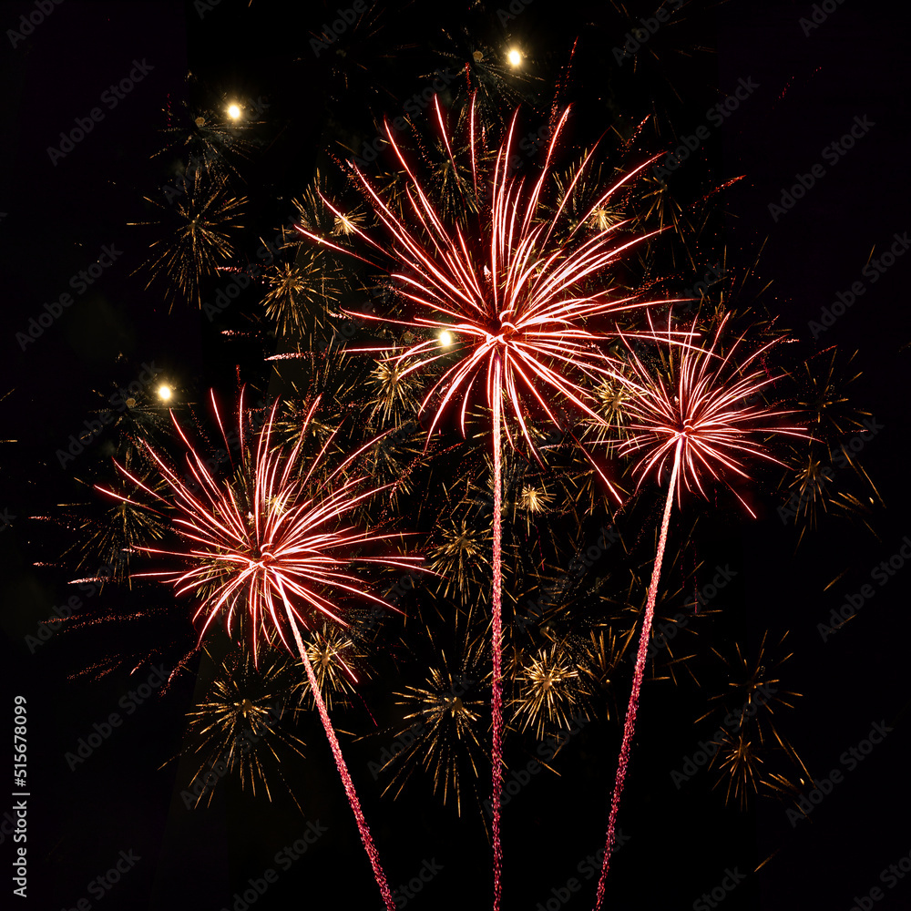 HAPPY NEW YEAR 2023 / New Year's Eve Holiday Event Party Firework - Festive silvester celebration background square - Colorful fireworks in the dark night sky HAPPY NEW YEAR 2023 / New Year's Eve Holiday Event Party Firework - Festive silvester celebration background square - Colorful fireworks in the dark night sky