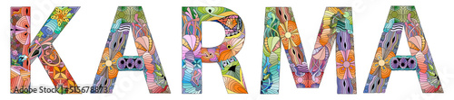Word KARMA. Vector zentangle object for decoration