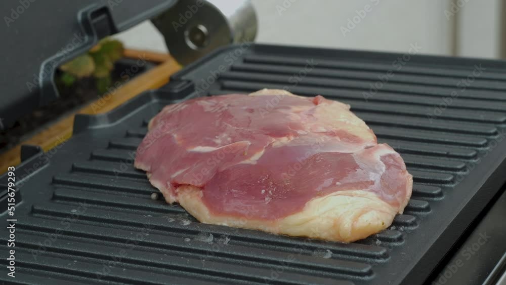 Juicy duck breast cooked on an electric grill Juicy duck breast cooked on an electric grill
