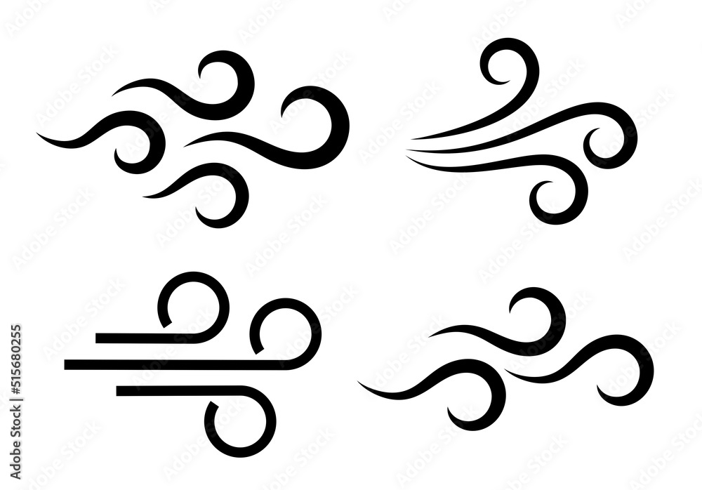 Wind breeze vector icon, air breath symbol Wind breeze vector icon, air breath symbol