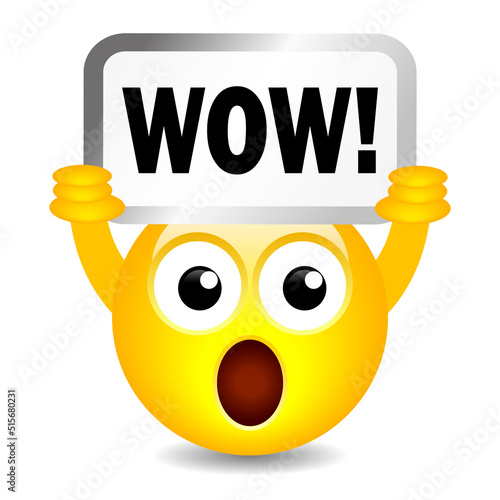 Wow surprised emoji vector cartoon