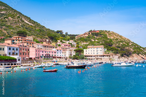 Giglio Porto on Giglio Island  Tuscany  Italy  Near Monte Argentario and Porto Santo Stefano  Giglio island is one of seven form the Tuscan Archipelago. A paradise for snorkeling diving