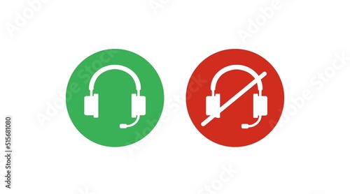 Allowed Forbidden Headphones Sign. Vector isolated editable flat illustration