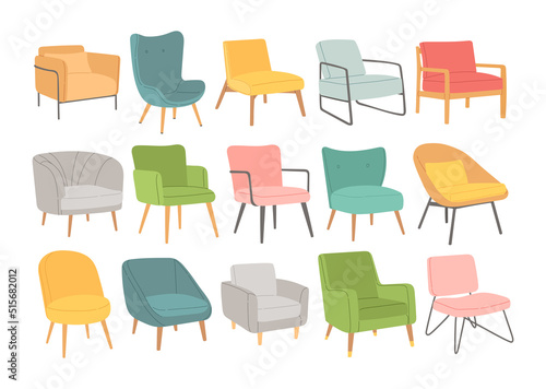 Scandinavian style chairs set flat design vector © spirka.art