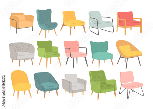 Scandinavian style chairs set flat design vector