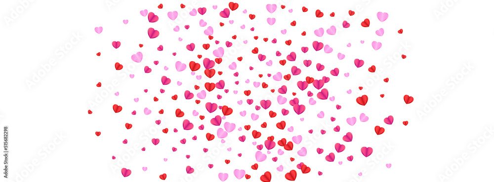 Fond Heart Background White Vector. Art Texture Confetti. Red Blank Illustration. Pink Confetti Birthday Pattern. Tender Amour Backdrop.