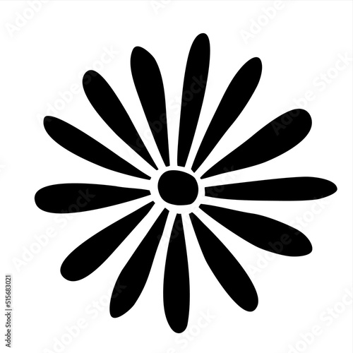 Flower doodle hand drawn with black line isolated on white background