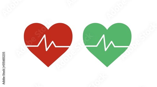 Heart and Lifeline Icon Set. Editable illustration set