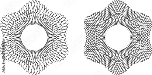Guilloche patterns, rosette patterns in vector

