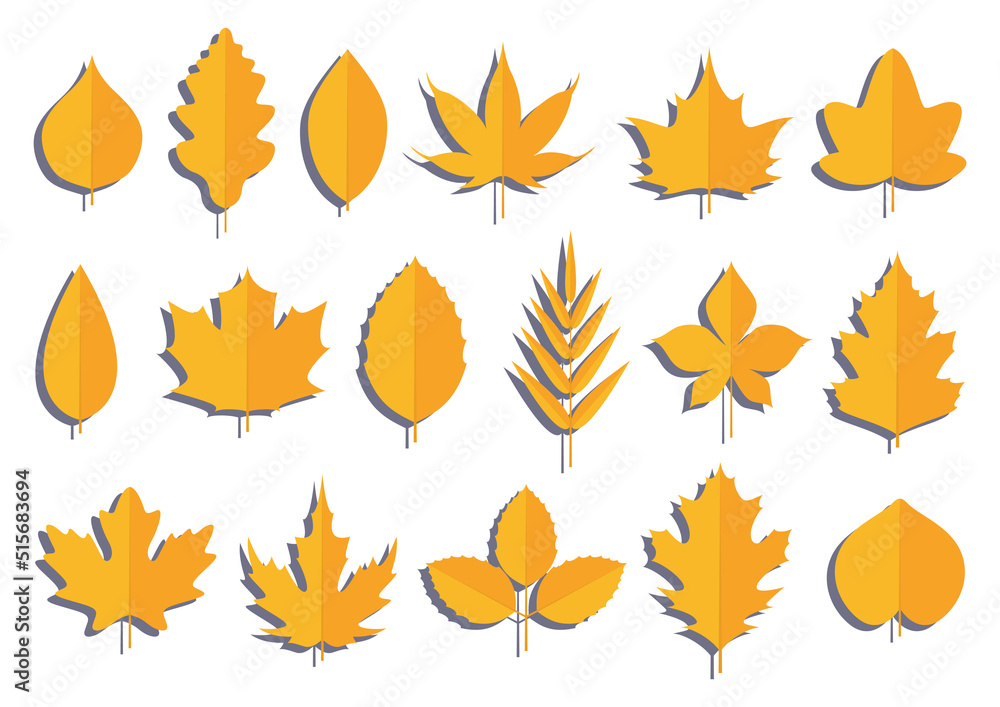 Set of leaves in papercut style Set of leaves in papercut style
