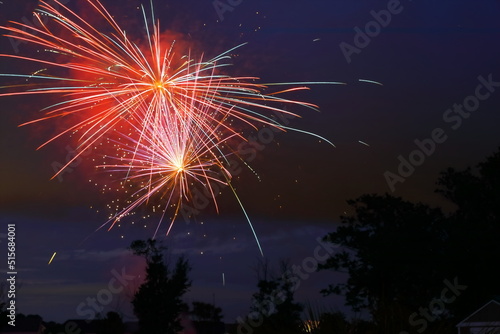 Fireworks in the Dark Sky Background