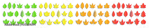 Set of leaves in papercut style