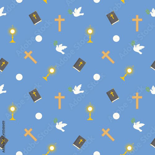 seamless pattern of christianity, catholic church icons, great for wrapping, textile, wallpaper, greeting card- vector illustration