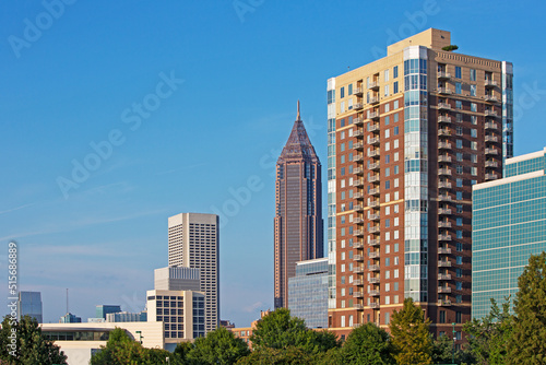 Aerial view of skyscrapers of Midtown Atlanta  Georgia  USA