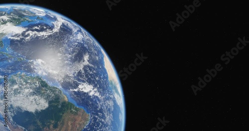 3D view of the Earth from space against the background of the starry sky. Cosmic planet globe. Looped animation.