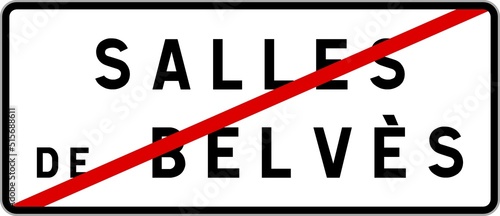 Panneau sortie ville agglomération Salles-de-Belvès / Town exit sign Salles-de-Belvès