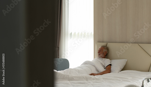 Elderly patients with depressive symptoms waking up in the morning to do light exercise and have breakfast